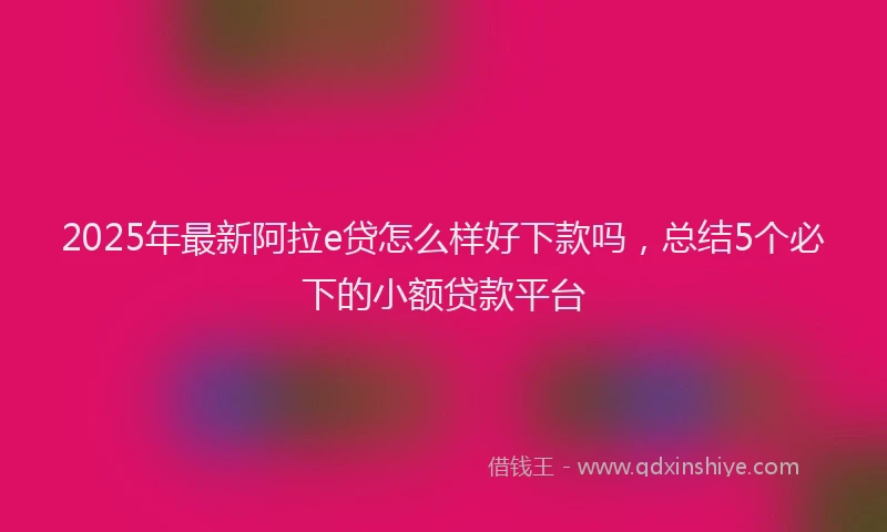 2025年最新阿拉e贷怎么样好下款吗,总结5个必下的小额贷款平台