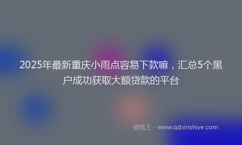 2025年最新重庆小雨点容易下款嘛，汇总5个黑户成功获取大额贷款的平台