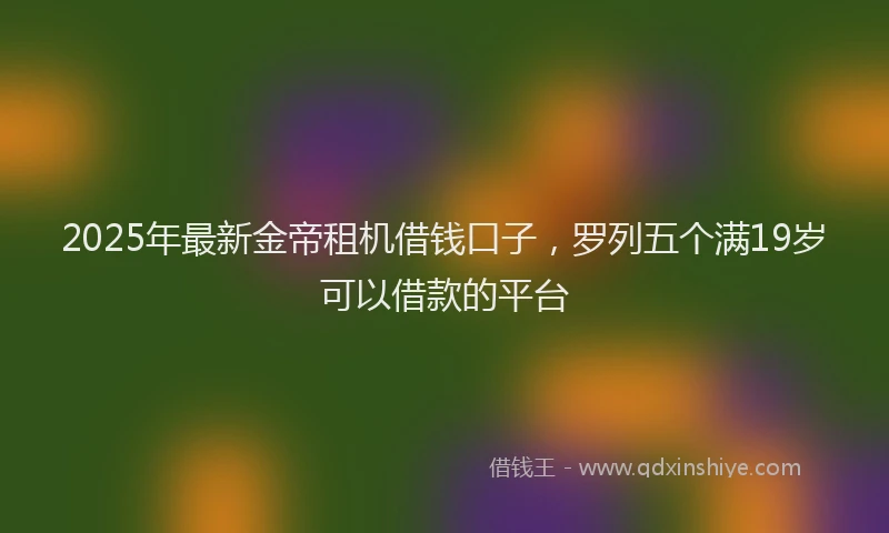 2025年最新金帝租机借钱口子，罗列五个满19岁可以借款的平台