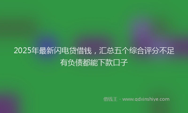 2025年最新闪电贷借钱，汇总五个综合评分不足有负债都能下款口子