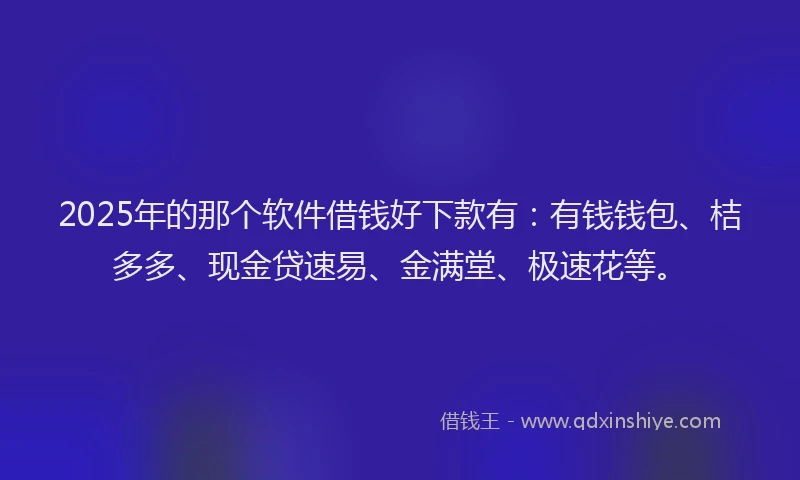 2025年的那个软件借钱好下款有：有钱钱包、桔多多、现金贷速易、金满堂、极速花等。