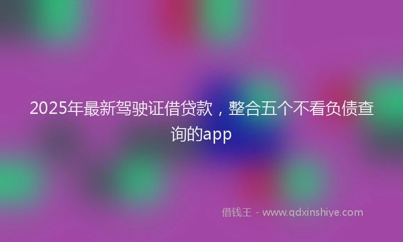 2025年最新驾驶证借贷款，整合五个不看负债查询的app