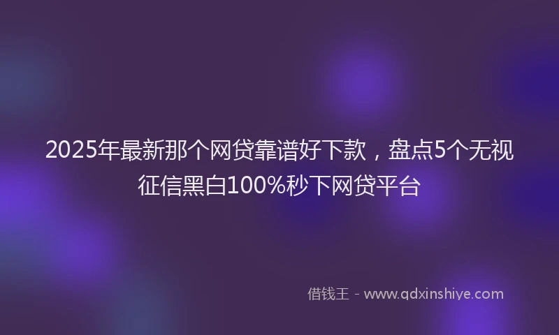 2025年最新那个网贷靠谱好下款，盘点5个无视征信黑白100%秒下网贷平台