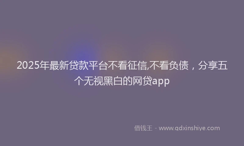2025年最新贷款平台不看征信,不看负债，分享五个无视黑白的网贷app
