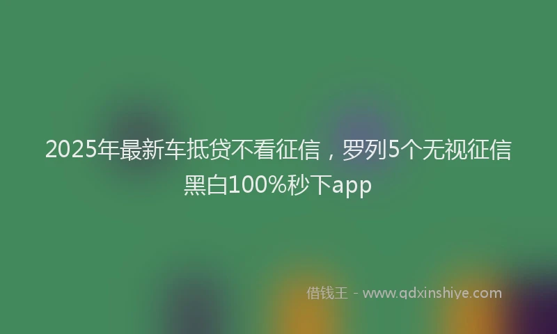 2025年最新车抵贷不看征信，罗列5个无视征信黑白100%秒下app