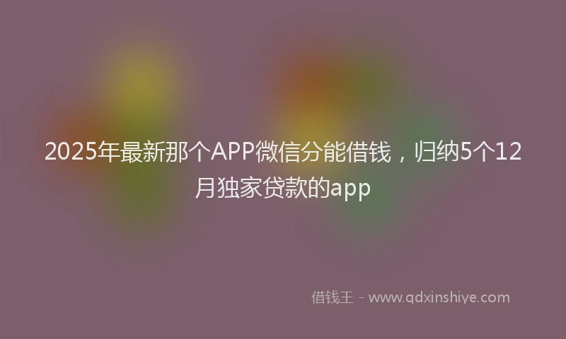 2025年最新那个APP微信分能借钱，归纳5个12月独家贷款的app