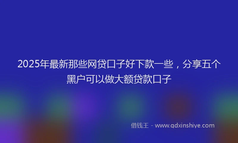 2025年最新那些网贷口子好下款一些，分享五个黑户可以做大额贷款口子