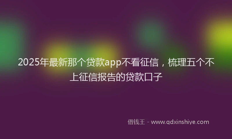 2025年最新那个贷款app不看征信，梳理五个不上征信报告的贷款口子