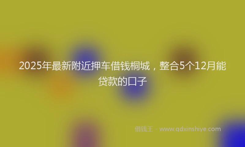 2025年最新附近押车借钱桐城，整合5个12月能贷款的口子