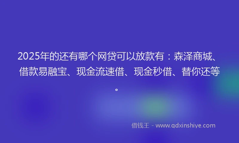2025年的还有哪个网贷可以放款有：森泽商城、借款易融宝、现金流速借、现金秒借、替你还等。