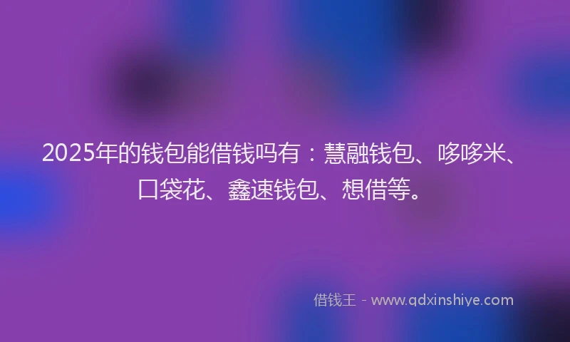 2025年的钱包能借钱吗有：慧融钱包、哆哆米、口袋花、鑫速钱包、想借等。
