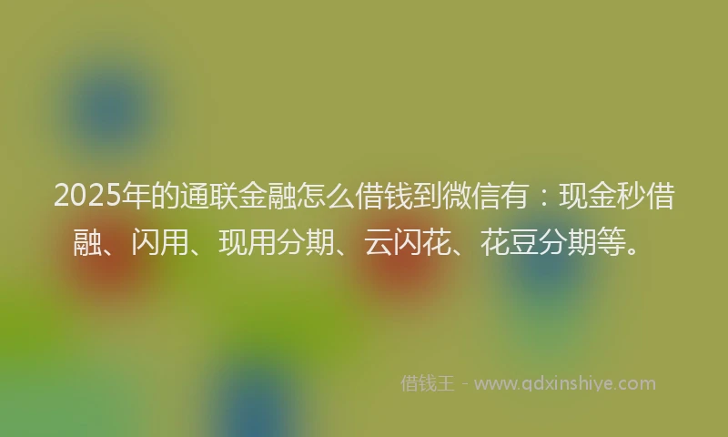 2025年的通联金融怎么借钱到微信有：现金秒借融、闪用、现用分期、云闪花、花豆分期等。
