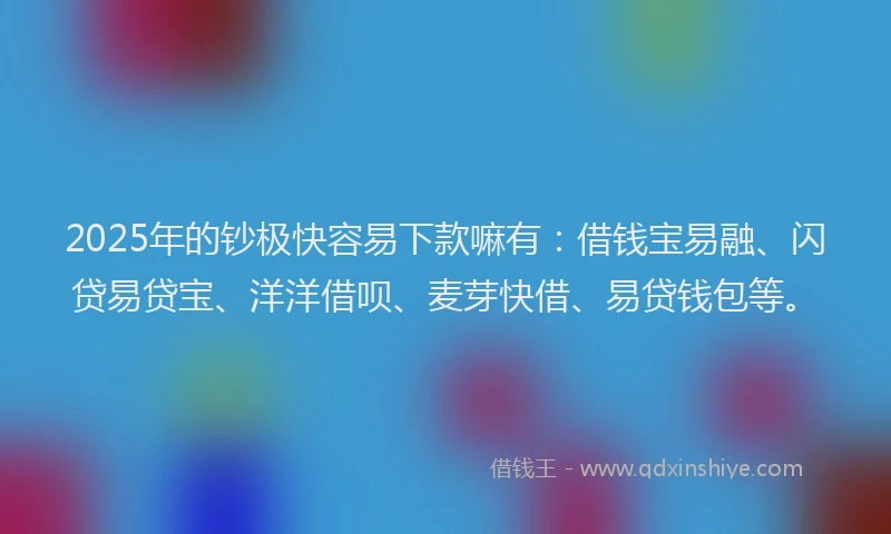 2025年的钞极快容易下款嘛有：借钱宝易融、闪贷易贷宝、洋洋借呗、麦芽快借、易贷钱包等。