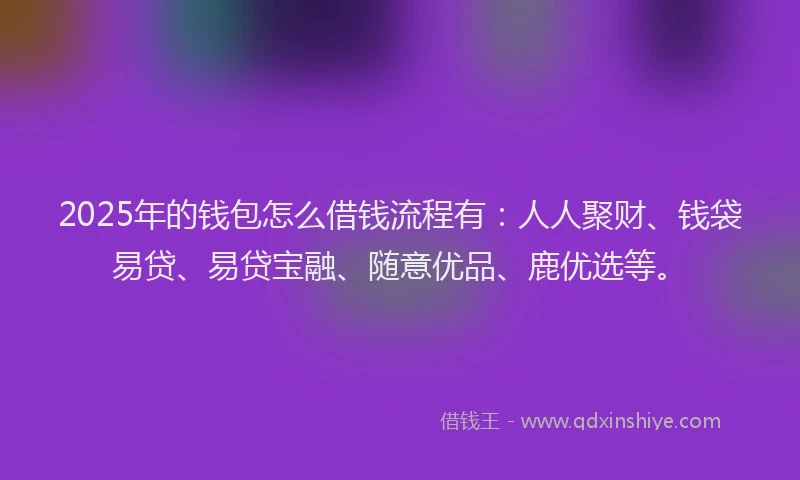 2025年的钱包怎么借钱流程有：人人聚财、钱袋易贷、易贷宝融、随意优品、鹿优选等。