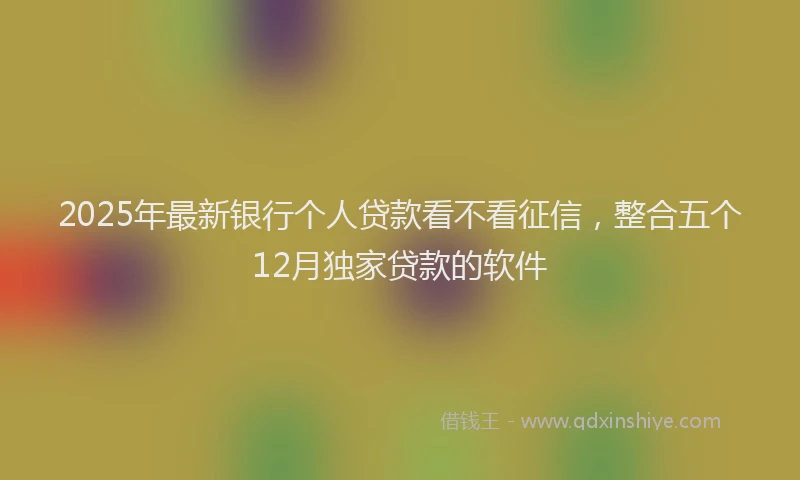 2025年最新银行个人贷款看不看征信，整合五个12月独家贷款的软件