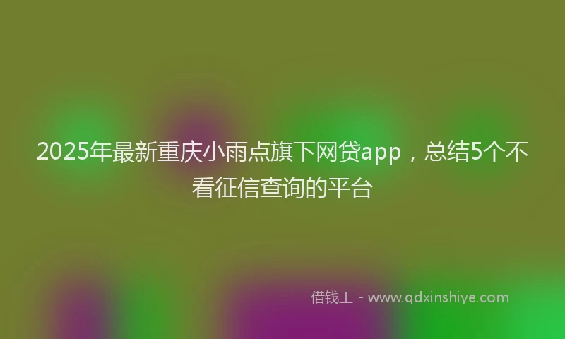 2025年最新重庆小雨点旗下网贷app，总结5个不看征信查询的平台