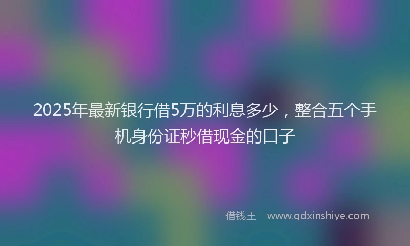 2025年最新银行借5万的利息多少，整合五个手机身份证秒借现金的口子