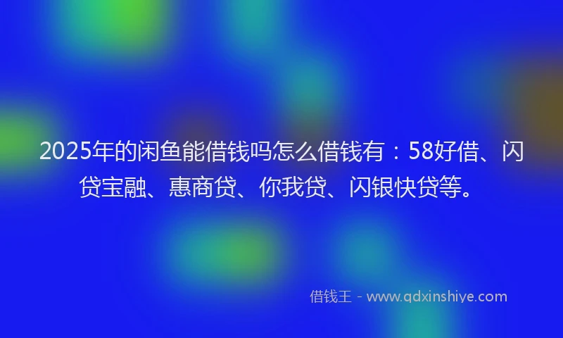 2025年的闲鱼能借钱吗怎么借钱有：58好借、闪贷宝融、惠商贷、你我贷、闪银快贷等。