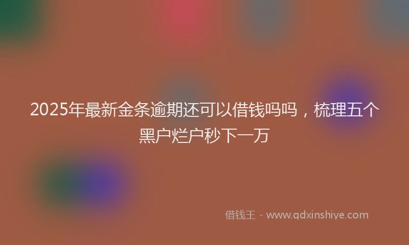 2025年最新金条逾期还可以借钱吗吗，梳理五个黑户烂户秒下一万