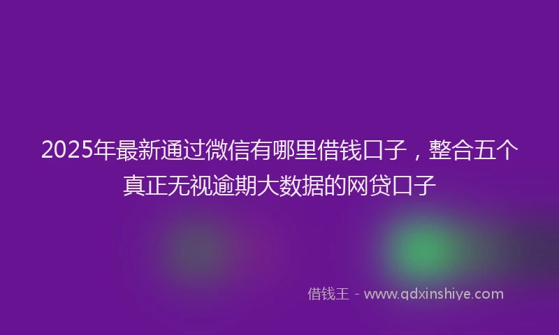 2025年最新通过微信有哪里借钱口子，整合五个真正无视逾期大数据的网贷口子