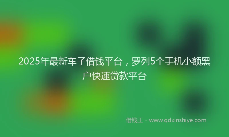 2025年最新车子借钱平台，罗列5个手机小额黑户快速贷款平台