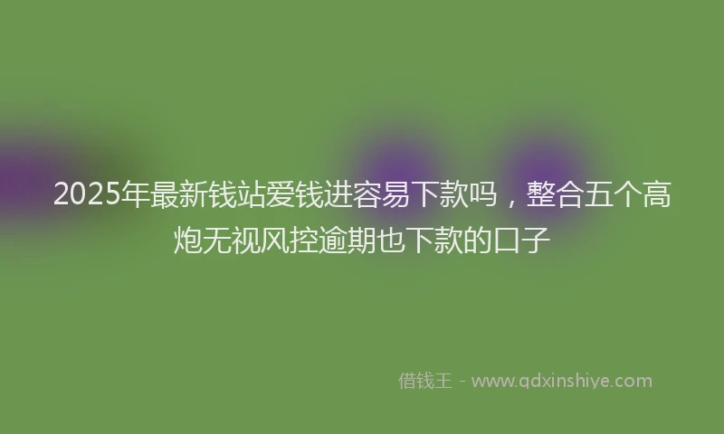 2025年最新钱站爱钱进容易下款吗，整合五个高炮无视风控逾期也下款的口子