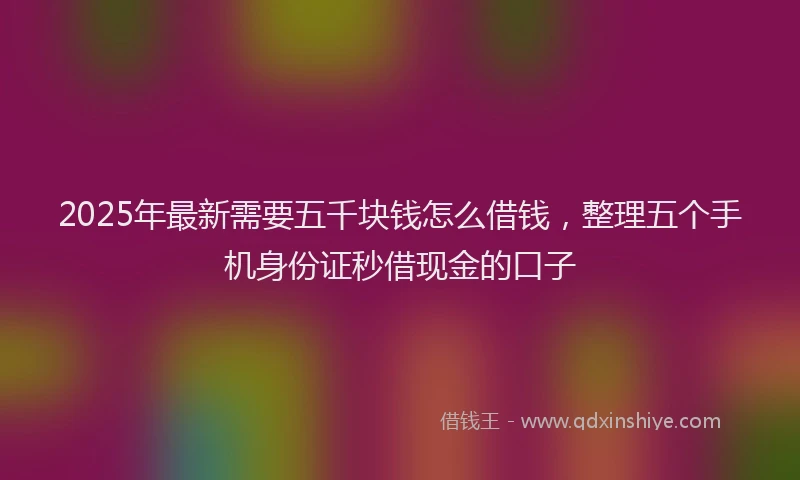 2025年最新需要五千块钱怎么借钱，整理五个手机身份证秒借现金的口子