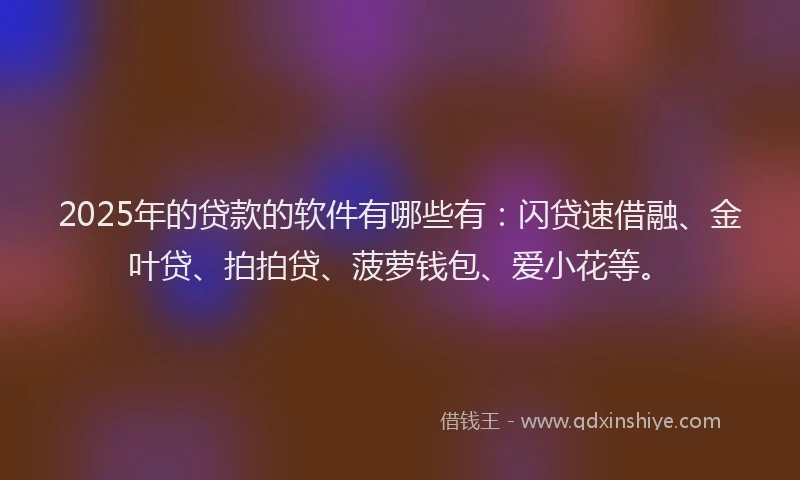 2025年的贷款的软件有哪些有：闪贷速借融、金叶贷、拍拍贷、菠萝钱包、爱小花等。