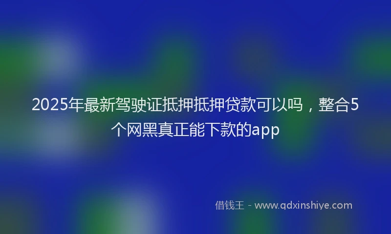 2025年最新驾驶证抵押抵押贷款可以吗，整合5个网黑真正能下款的app