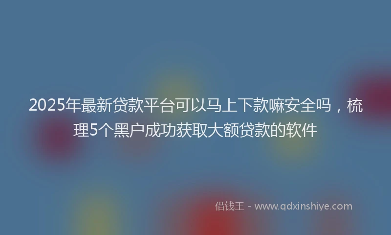 2025年最新贷款平台可以马上下款嘛安全吗,梳理5个黑户成功获取大额贷款的软件