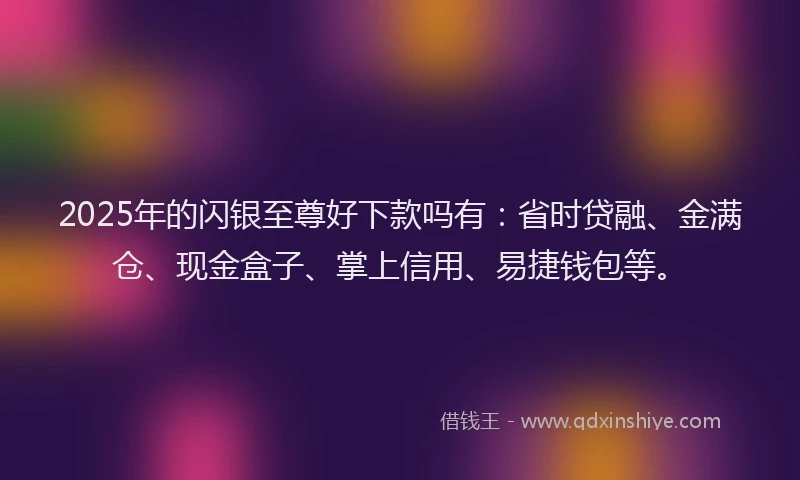 2025年的闪银至尊好下款吗有：省时贷融、金满仓、现金盒子、掌上信用、易捷钱包等。