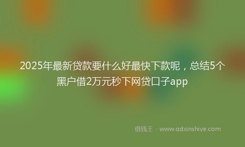 2025年最新贷款要什么好最快下款呢,总结5个黑户借2万元秒下网贷口子app