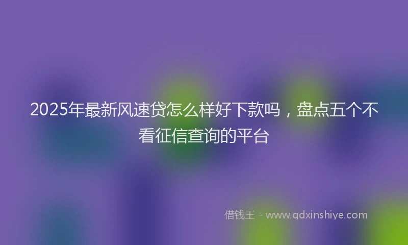 2025年最新风速贷怎么样好下款吗，盘点五个不看征信查询的平台