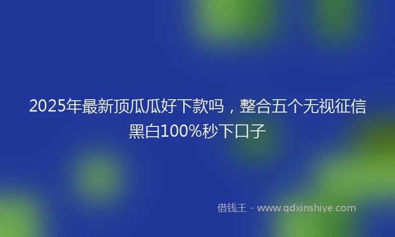 2025年最新顶瓜瓜好下款吗，整合五个无视征信黑白100%秒下口子