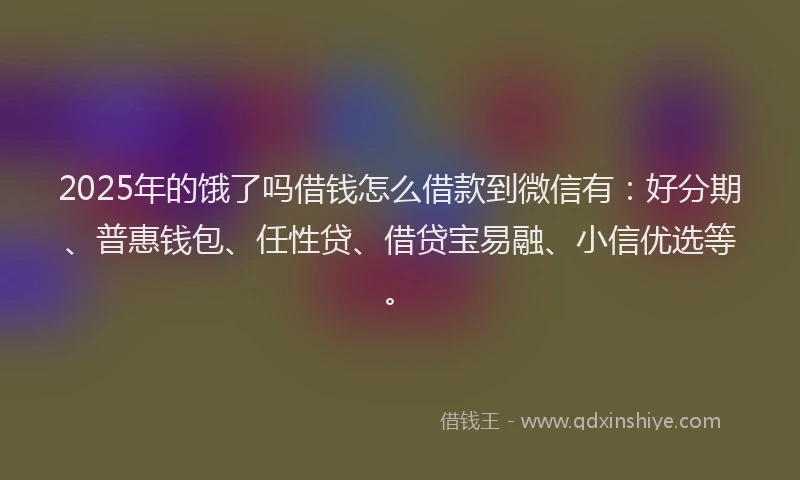 2025年的饿了吗借钱怎么借款到微信有：好分期、普惠钱包、任性贷、借贷宝易融、小信优选等。