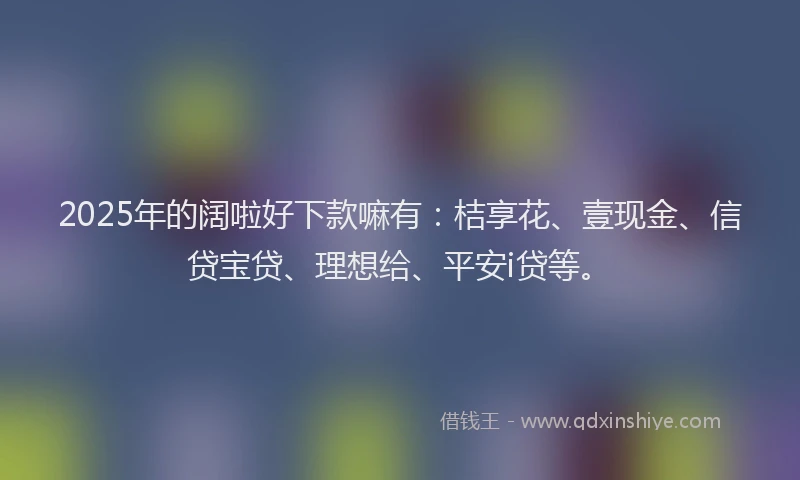2025年的阔啦好下款嘛有：桔享花、壹现金、信贷宝贷、理想给、平安i贷等。
