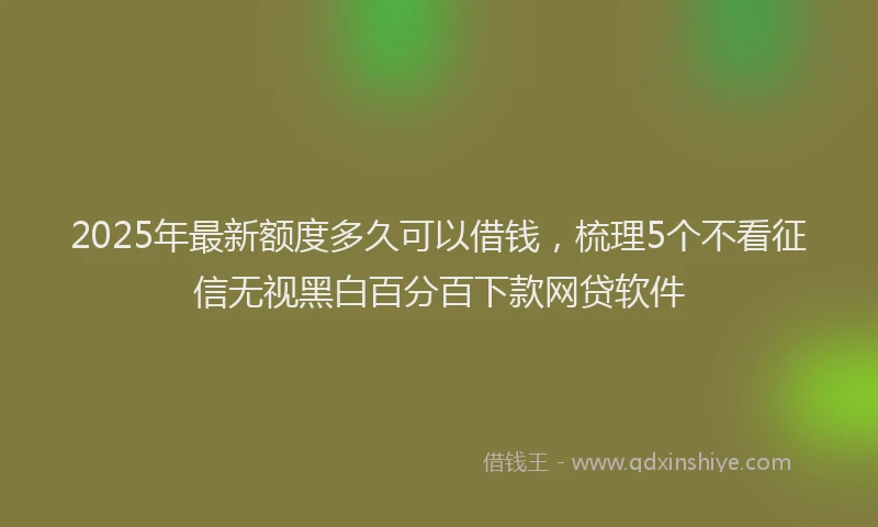2025年最新额度多久可以借钱，梳理5个不看征信无视黑白百分百下款网贷软件