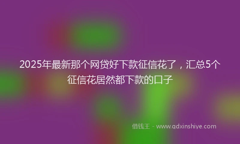 2025年最新那个网贷好下款征信花了，汇总5个征信花居然都下款的口子