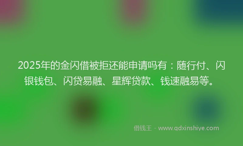 2025年的金闪借被拒还能申请吗有：随行付、闪银钱包、闪贷易融、星辉贷款、钱速融易等。