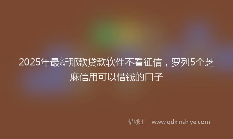 2025年最新那款贷款软件不看征信，罗列5个芝麻信用可以借钱的口子