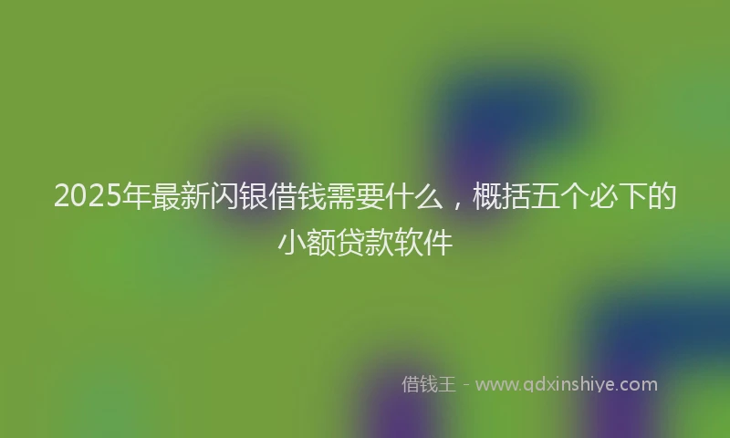 2025年最新闪银借钱需要什么，概括五个必下的小额贷款软件
