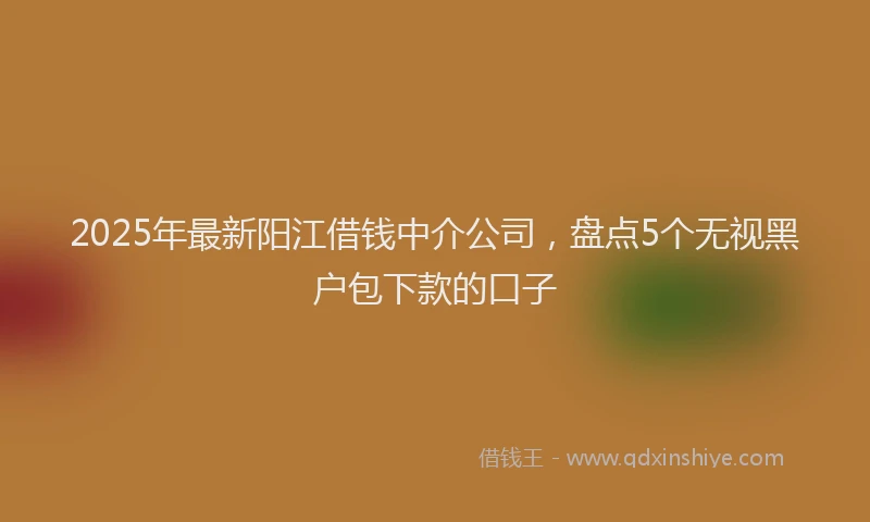 2025年最新阳江借钱中介公司，盘点5个无视黑户包下款的口子