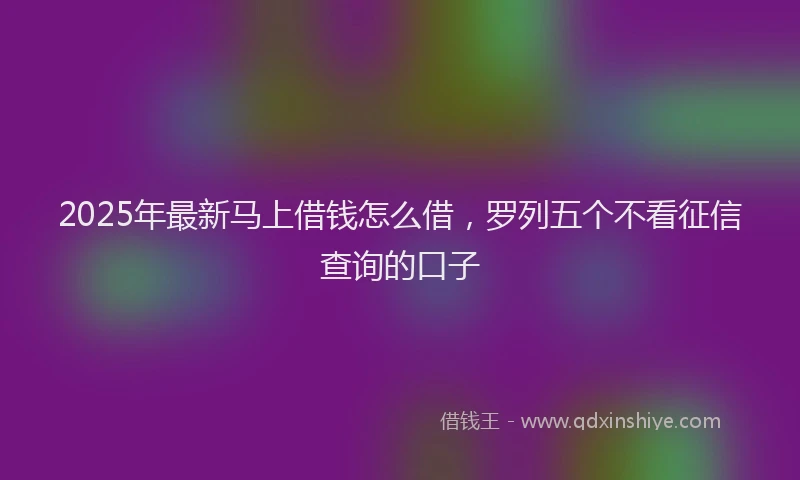2025年最新马上借钱怎么借，罗列五个不看征信查询的口子