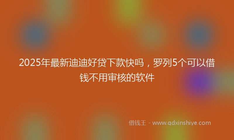 2025年最新迪迪好贷下款快吗，罗列5个可以借钱不用审核的软件