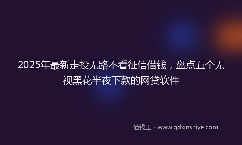2025年最新走投无路不看征信借钱，盘点五个无视黑花半夜下款的网贷软件
