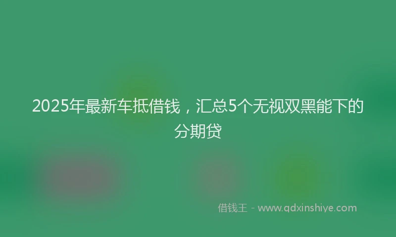 2025年最新车抵借钱，汇总5个无视双黑能下的分期贷