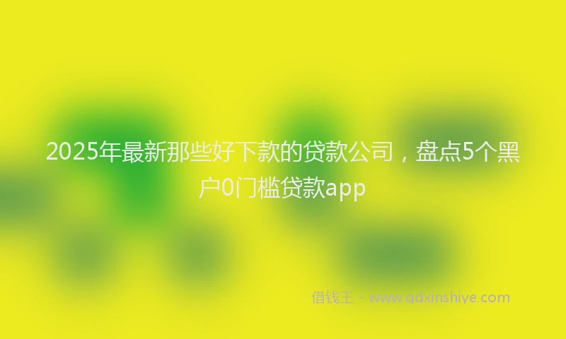 2025年最新那些好下款的贷款公司，盘点5个黑户0门槛贷款app