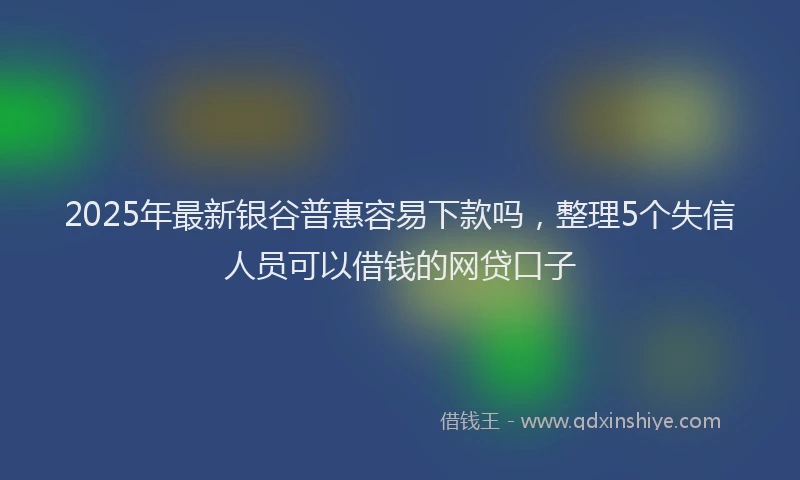 2025年最新银谷普惠容易下款吗，整理5个失信人员可以借钱的网贷口子