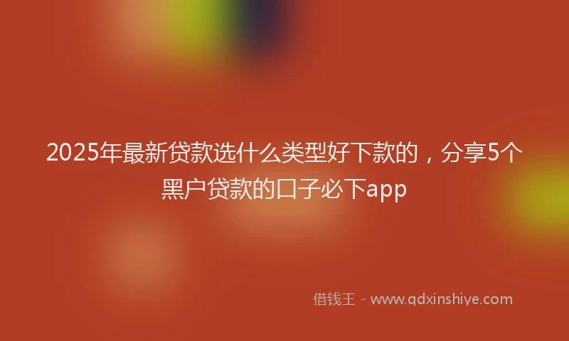 2025年最新贷款选什么类型好下款的，分享5个黑户贷款的口子必下app