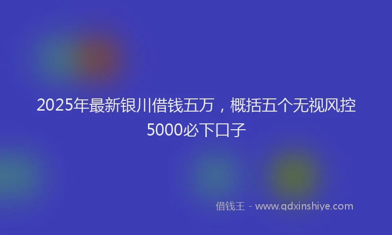 2025年最新银川借钱五万，概括五个无视风控5000必下口子